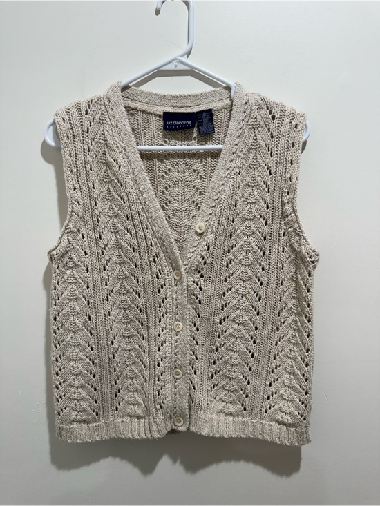 Liz Claiborne Jackets & Blazers - Vintage Liz Claiborne Liz Sport Open Knit Button Front Sweater Vest Size M